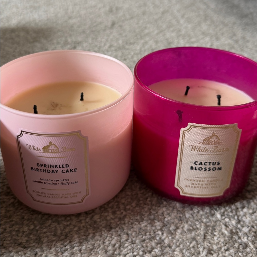 White Barn Sprinkled Birthday Cake & Cactus Blossom 3-Wick Candles